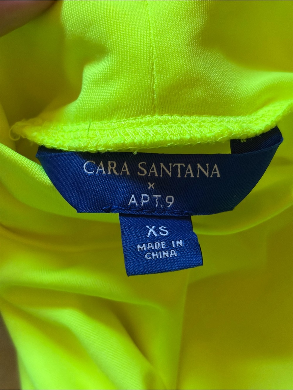 Cara Santana x Apt. 9 Neon Yellow Mock Neck Long Sleeve Bodysuit